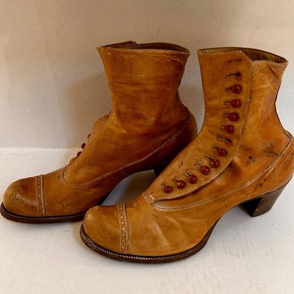 Antique Pair of Ladies Gotzian Victorian Leather Button Up Boots * Inscribed * - Picture 5 of 10